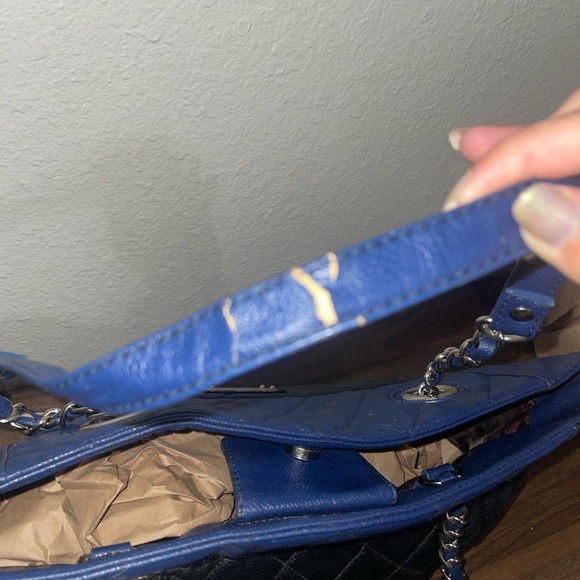 Nine West Blue and Black Quilted Handbag - Picture 5 of 8